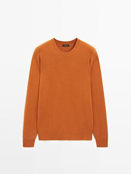 Massimo Dutti Свитер из смесовой шерсти с круглым вырезом, горчично-желтый