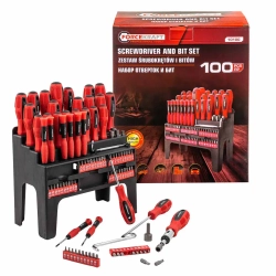 Набор отверток и бит 100пр, на пластиковом стенде FORCEKRAFT FK-10100