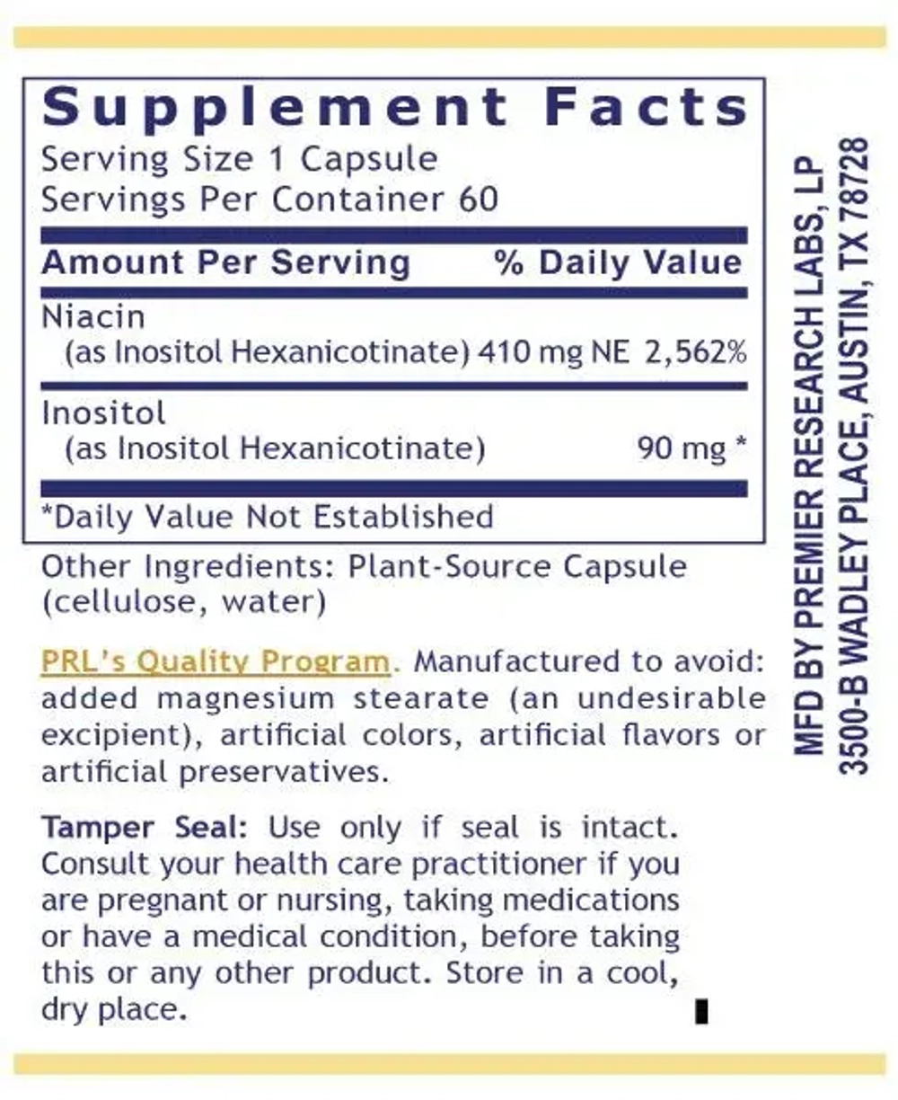 Niacin 60 capsules Premier Research Labs