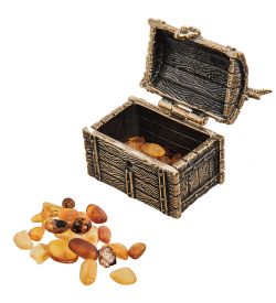 Народные промыслы AM- 569 Фигурка «Сундук с попугаем» (латунь, янтарь)