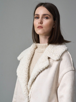 Двусторонняя дубленка из искусственного меха тедди чебурашка, SilverFox (арт. S1183-200)