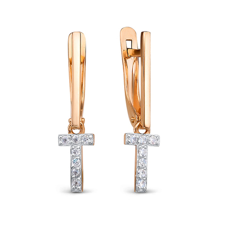 Серьги из золота 585 пробы с Фианит