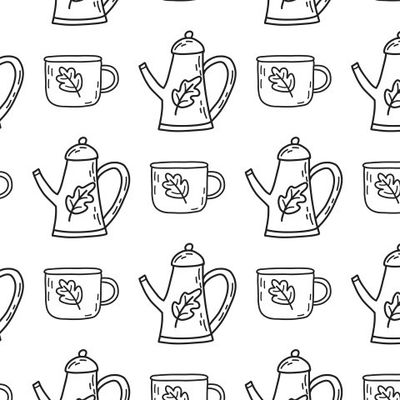 Милый чайник с чашкой на белом