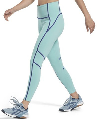 Leginsy Reebok Les Mills Colorblock - Бирюзовый
