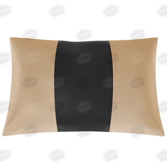 Автомобильная подушка под шею или поясницу из экокожи (прямоугольная на резинке)