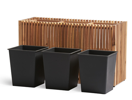 Кашпо TREEZ Effectory - Timberline - Низкий дивайдер - Тёмное дерево