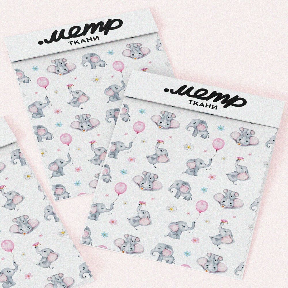 Ткань штапель веселые слонята