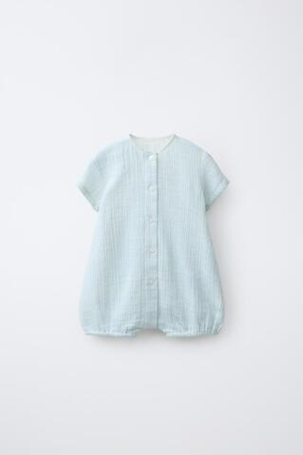 ZARA КОМБИНЕЗОН В ПОЛОСКУ, ЭКРЮ/СИНИЙ