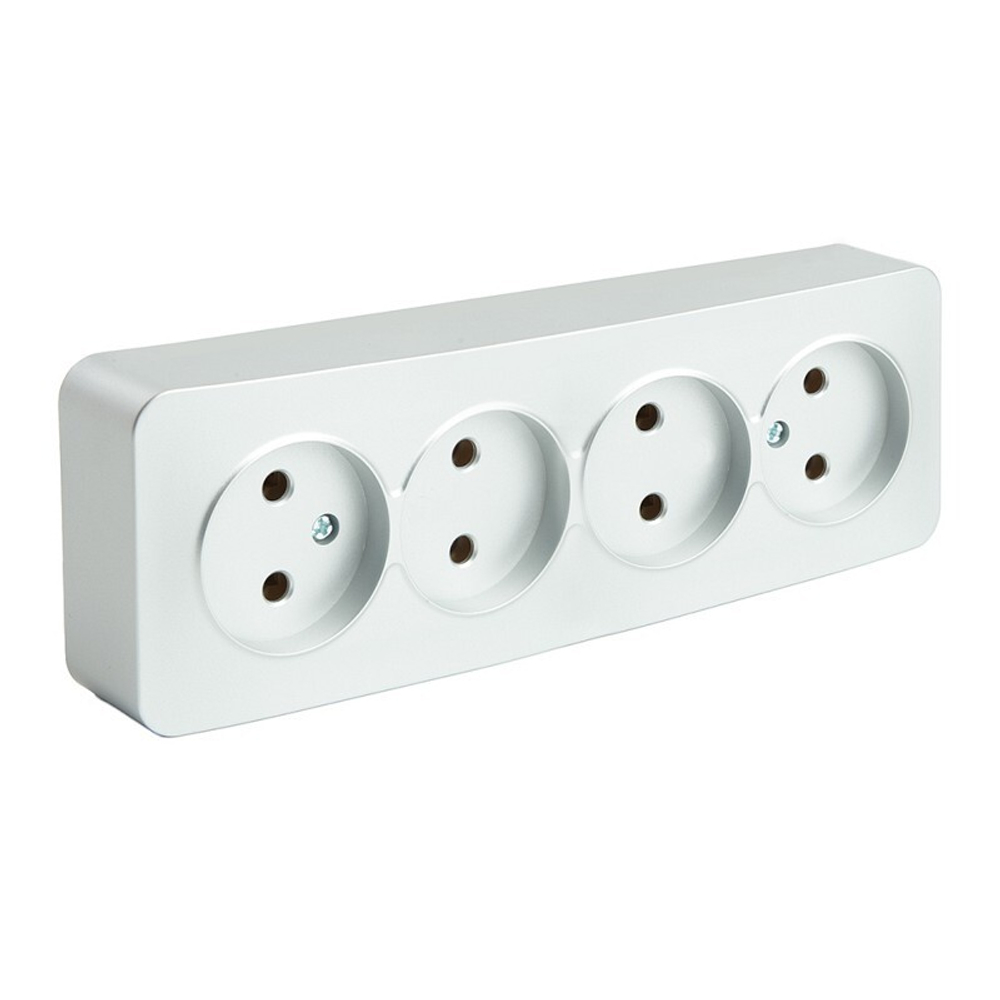 Розетка 4-местная б/з открытой установки. 250В. 10А. IP20. серия София. серебро. MST10-14-03
