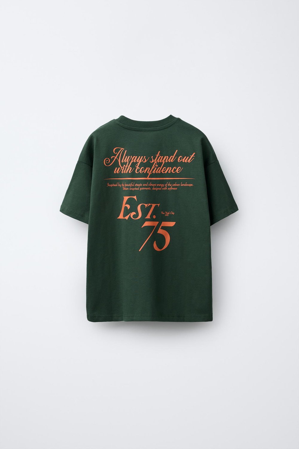 ZARA ФУТБОЛКА С НАДПИСЬЮ, ЗЕЛЕНЫЙ