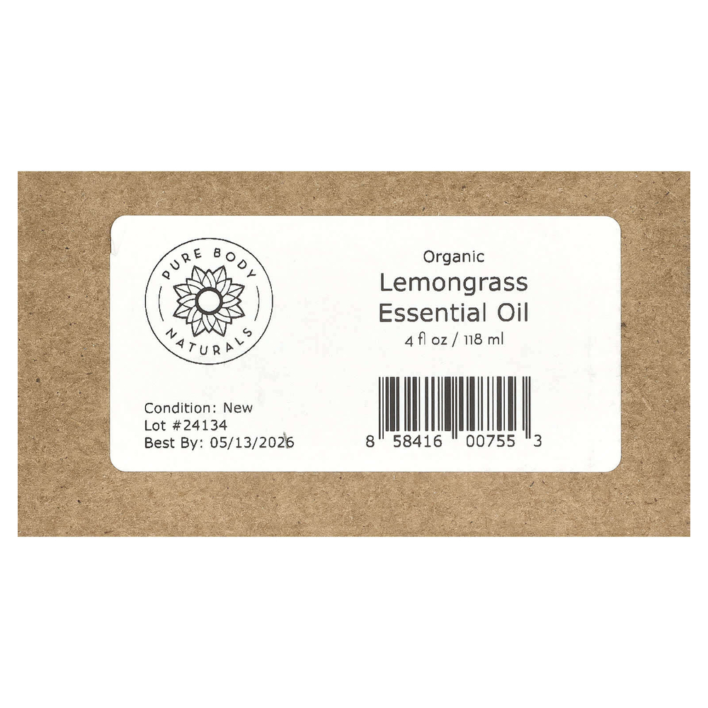 Pure Body Naturals, Органическое эфирное масло, лемонграсс, 118 мл (4 жидк. унц.)