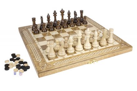Шахматы + Шашки + Нарды 3 в 1 "Амбассадор 4", 40 см, ясень, Partida