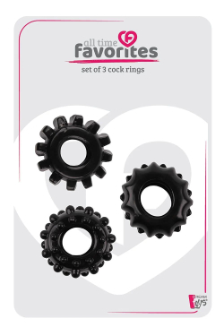 Набор из 3 черных эрекционных колец Set Of 3 Cockrings