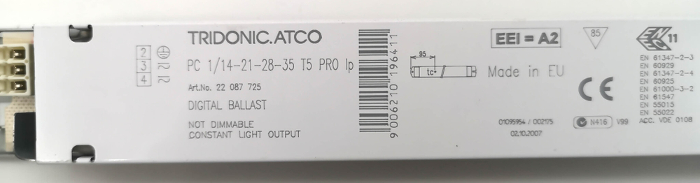 ЭПРА для T5 линейных люминесцентных ламп TRIDONIC.ATCO PC 1/14-21-28-35 T5 PRO Ip 22087725