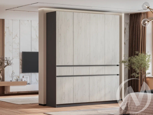 Шкаф 4-х створчатый ШК-13 Прихожая Багира (графит/крафт белый)