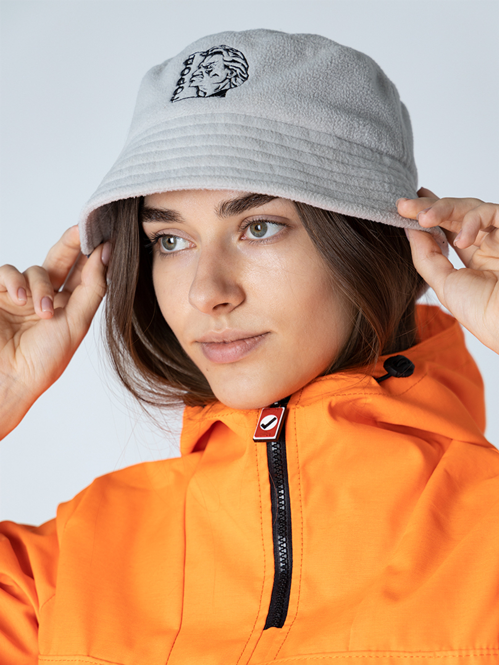 Панама флисовая с портретом Город Горький серая