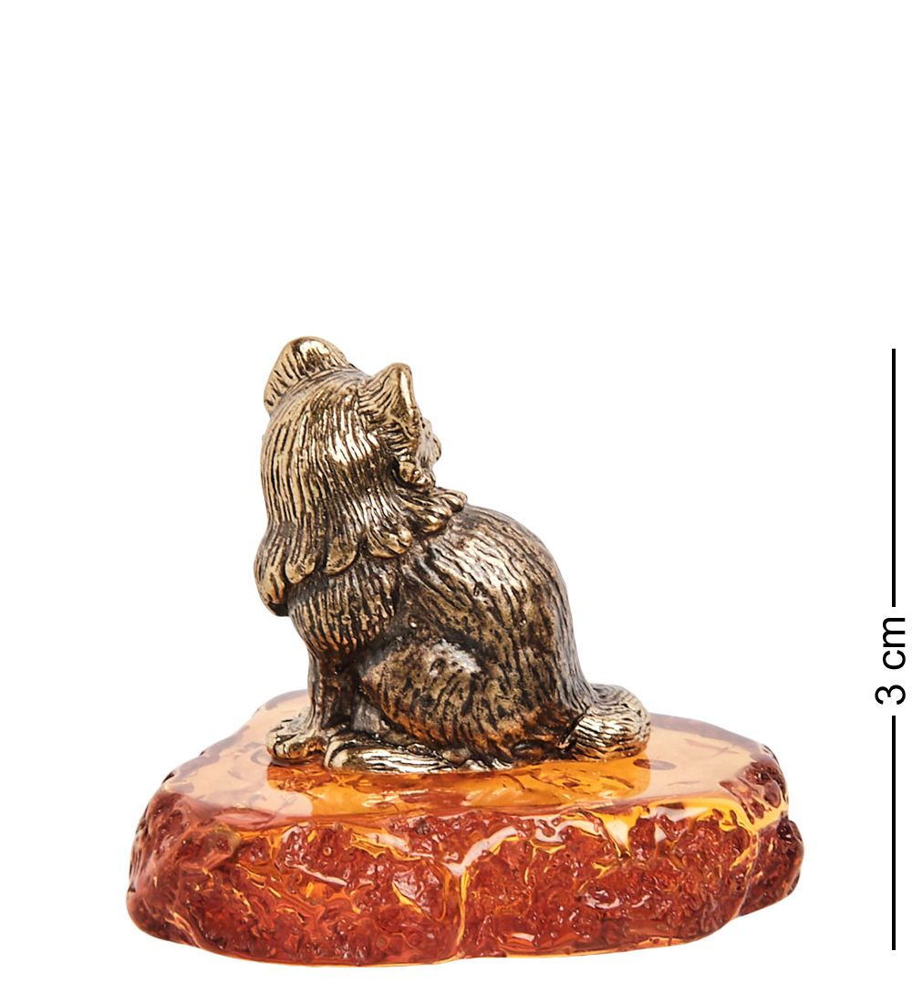 Народные промыслы AM-1162 Фигурка «Песец» (латунь, янтарь)