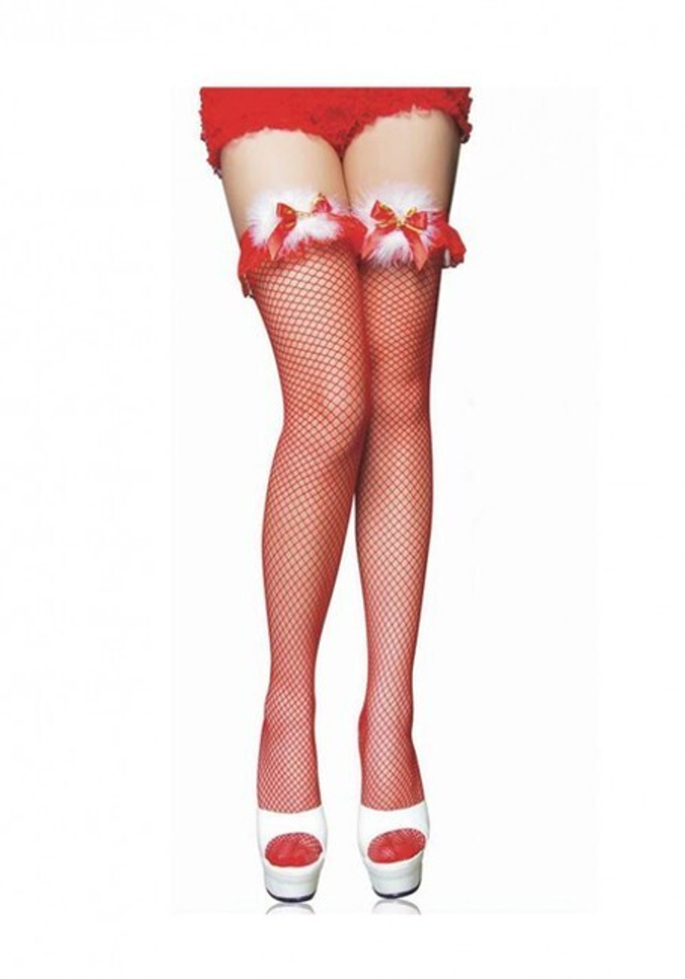 Чулки Снегурочки в сетку красные (Цвет: красный)