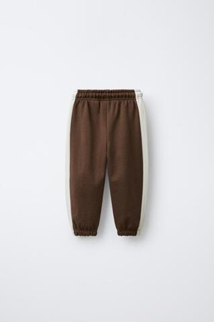ZARA БРЮКИ-ДЖОГГЕРЫ С ЛАМПАСАМИ, КОРИЧНЕВЫЙ