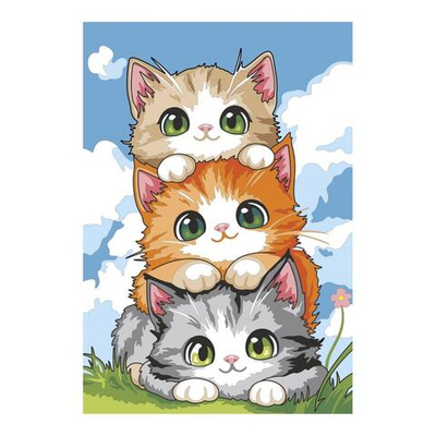 Картина по номерам на холсте 20*30см. "Башня из котиков" (Lori)