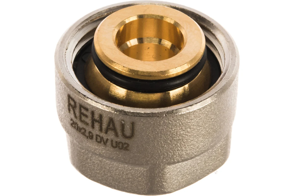 Соединитель обжим-В никелирован. для трубы RAUTITAN stabil Rehau(Рехау Стабил) 3/4"х20(2,9)евроконус