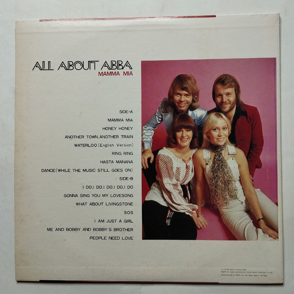 Винтажная виниловая пластинка LP ABBA АББА All About ABBA Mamma Mia SOS (Japan 1976)(No Obi)