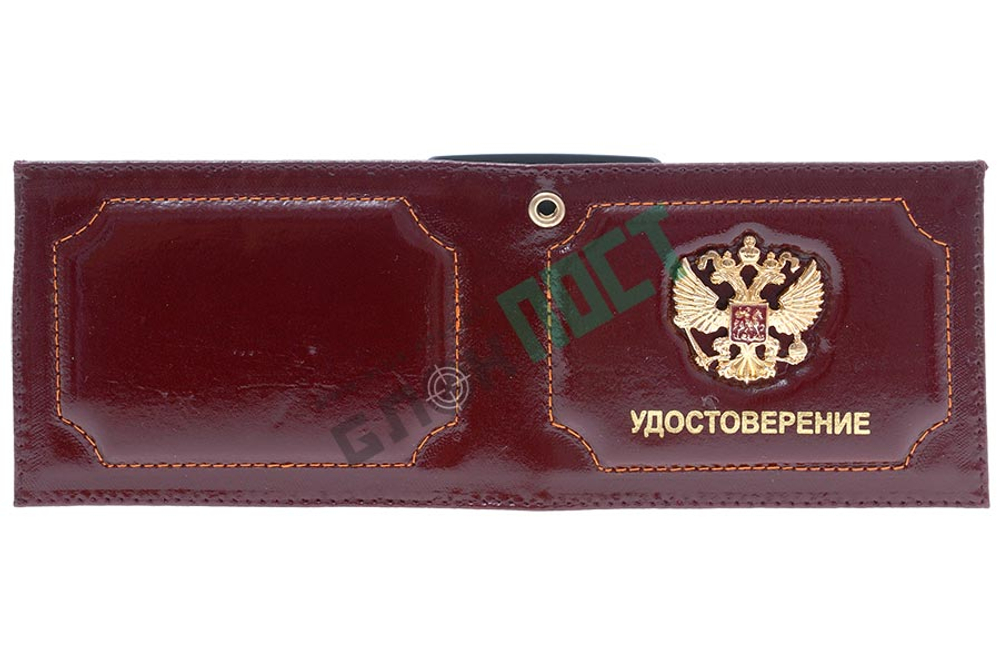 Обложка для удостоверения Уголовный розыск со значком, кожа, черная