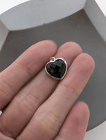 Подвеска сердце черный агат имитация, 13мм