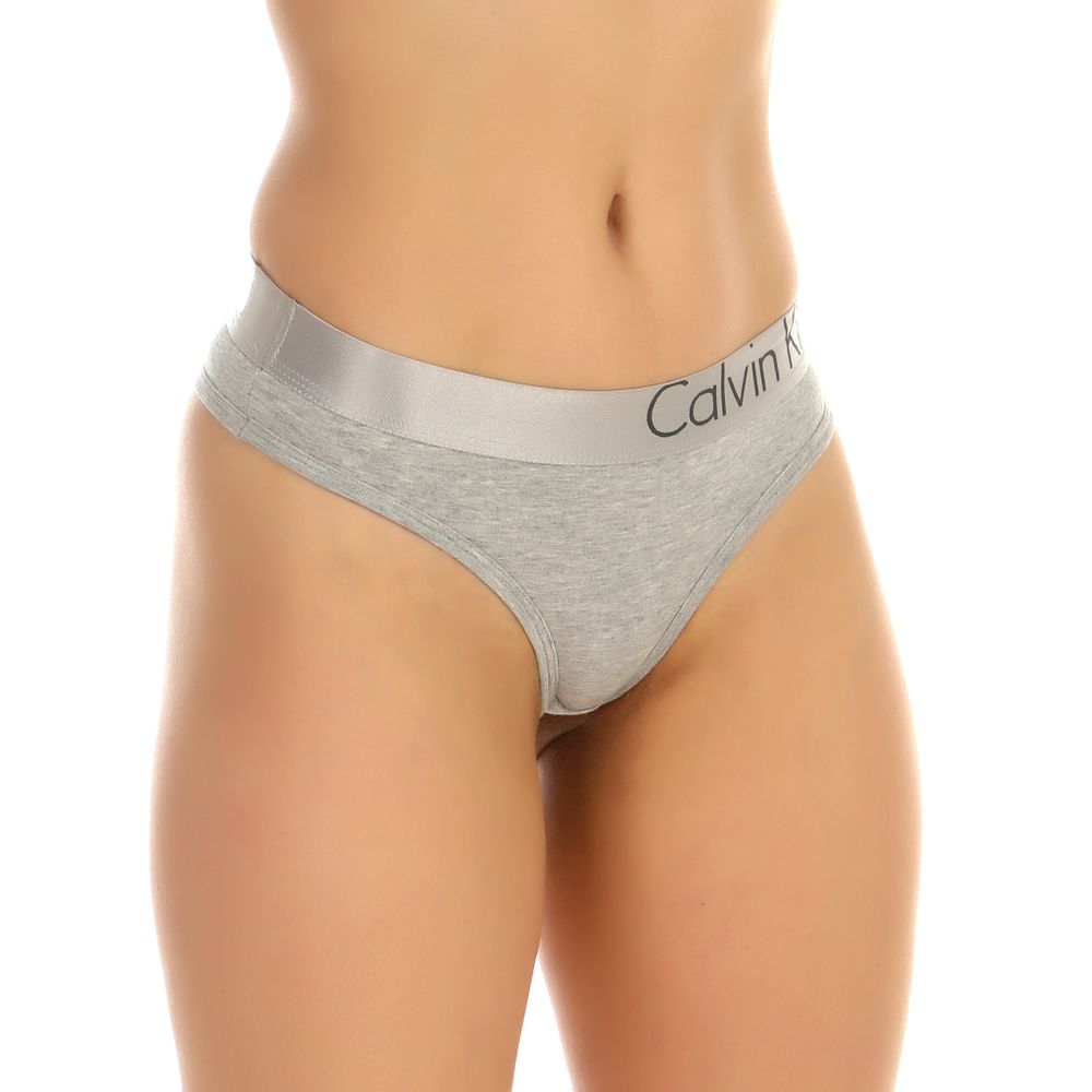 Женские трусы тонги серые Calvin Klein Women Steel Grey
