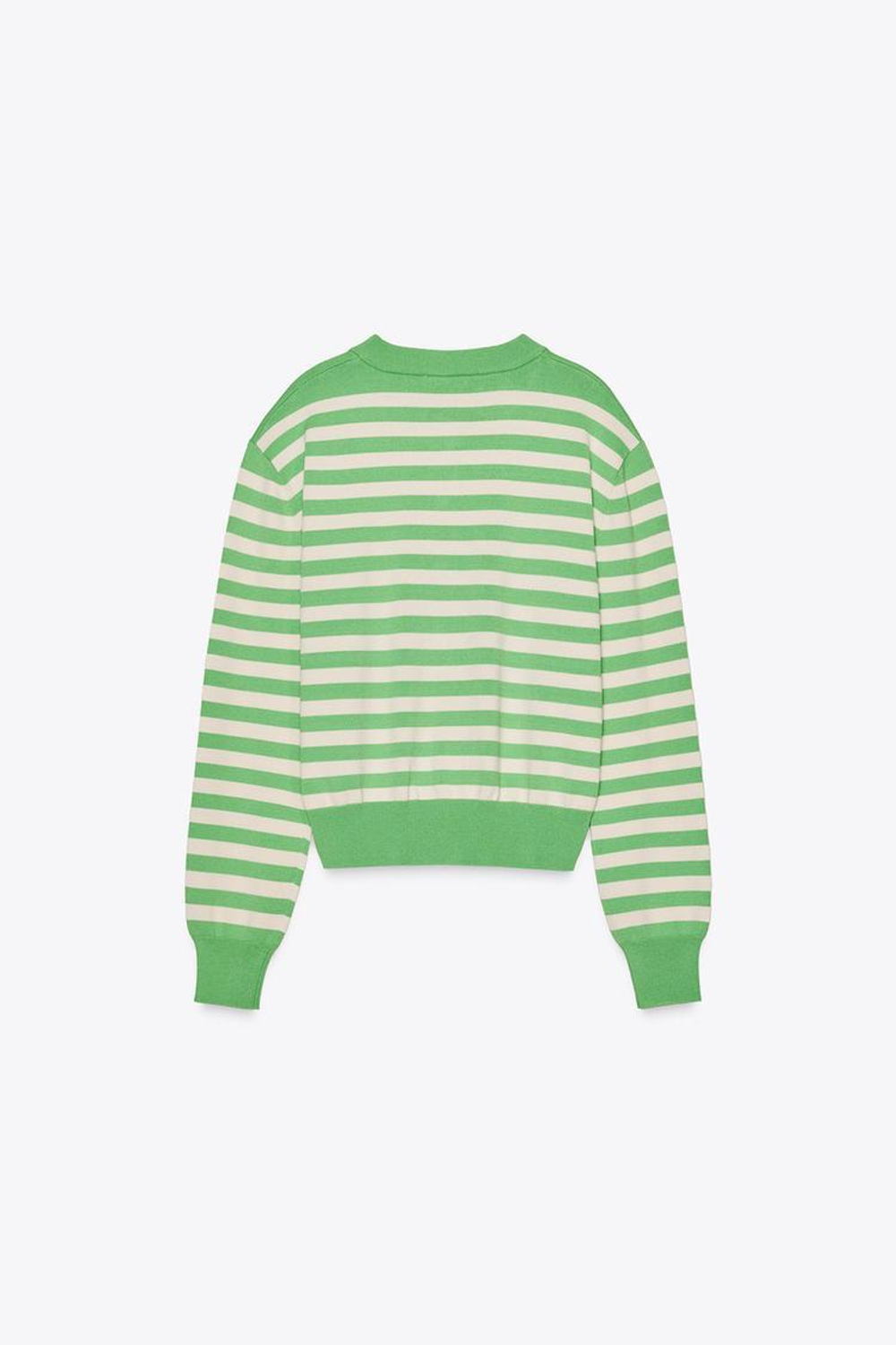 ZARA КАРДИГАН В ПОЛОСКУ, ЭКРЮ/ЗЕЛЕНЫЙ