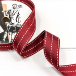 Лента Полиэстер 2,6см х 22м в пунктирную полоску (Красный)