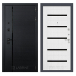 Дверь входная Лабиринт Пиано 01 - Белое дерево, стекло черное металлическая
