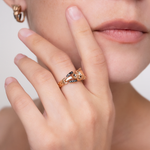 Кольцо «Пантера» из красного золота с фианитами