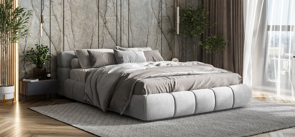 Босс Дрим Кровать+ПМ 160 Велюр Монолит сталь