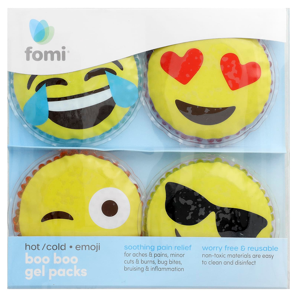 FOMI, Hot/Cold Boo Boo, гелевые компрессы, эмодзи, 4 шт.