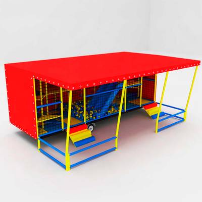 Детский игровой лабиринт с крышей «Прыг-скок Вагончик» 4,87×2,46×2,8 м