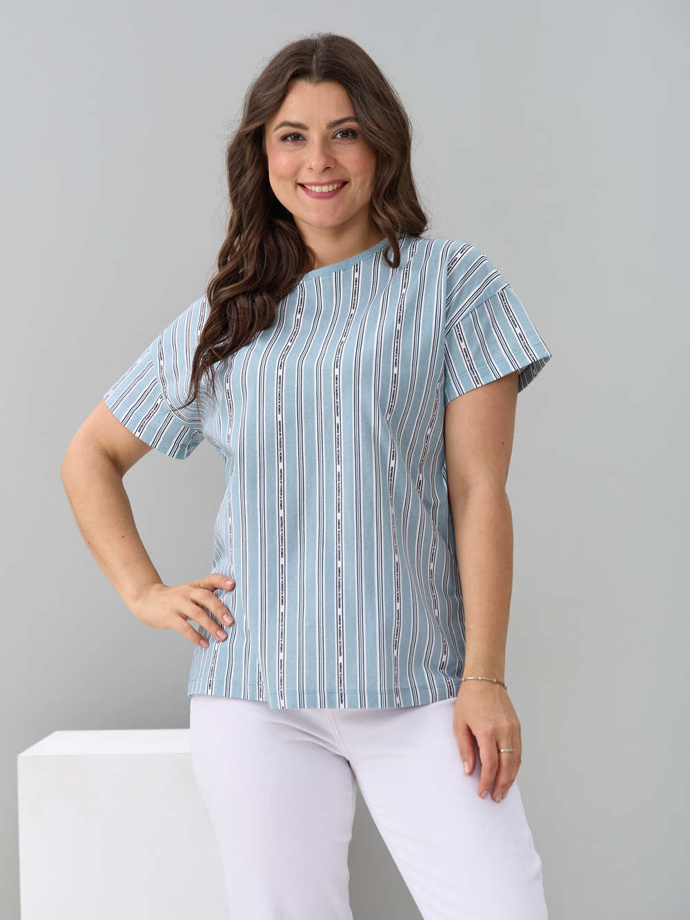 Футболка Фк-127/шалфей-полоскабуквы