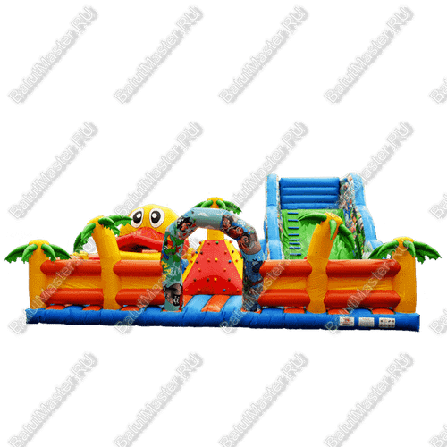 Большая надувная горка "Братство пиратов с роботом" 12*12*7 м