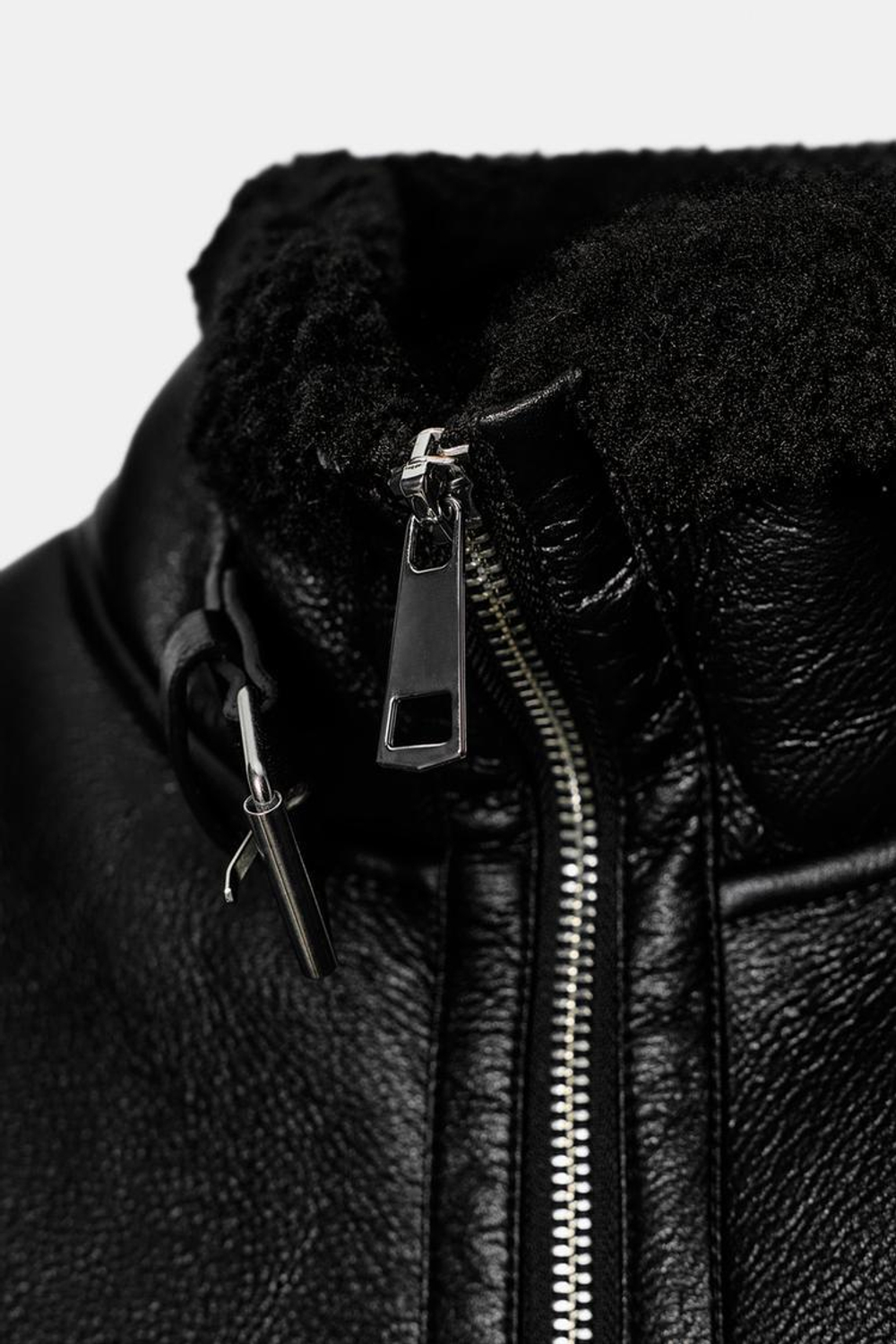 ZARA КУРТКА-ДУБЛЕНКА ИЗ ИСКУССТВЕННОЙ ОВЧИНЫ, ЧЕРНЫЙ