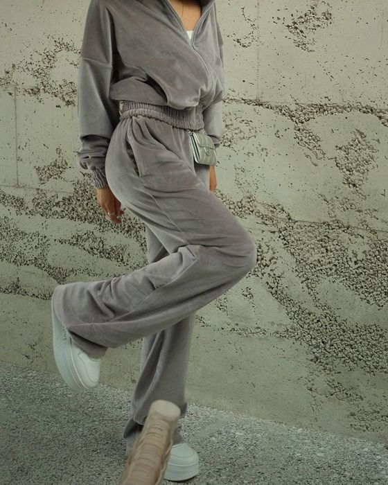 велюровые брюки moon, серый
