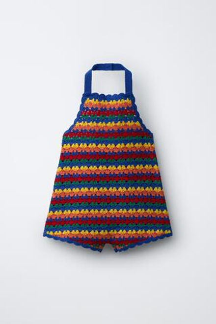 ZARA КОРОТКИЙ КОМБИНЕЗОН КРОШЕ, РАЗНОЦВЕТНЫЙ