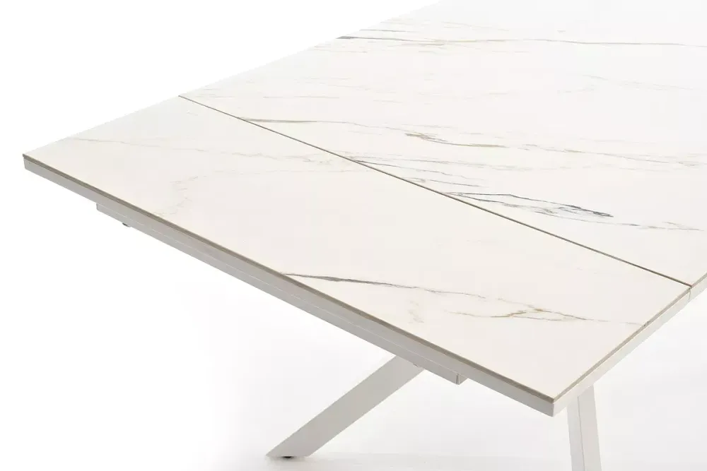 "Меркурий" стол интерьерный раздвижной обеденный из керамики, цвет белый глянцевый