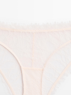 Massimo Dutti Кружевные трусы с необработанной кромкой, кремовый