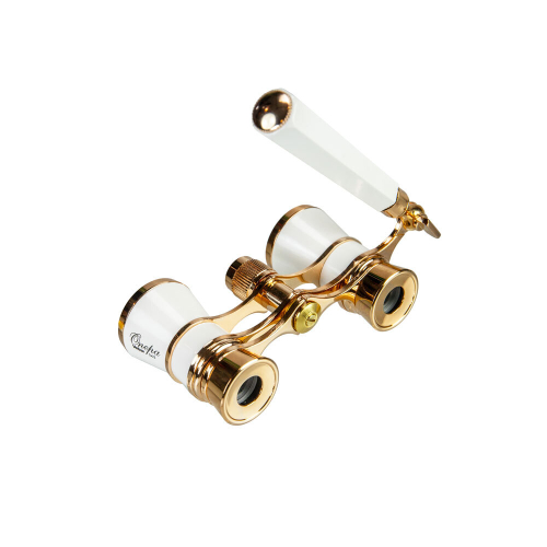Бинокль театральный Veber Opera БГЦ 3x25 лорнет, белый/золотой