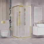 Душевой уголок Grossman Cosmo 300.K33.02.8080.32.00 80x80 стекло прозрачное/профиль золото сатин