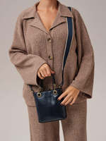 Сумка кожаная кросс-боди Deboro 30347 синие чернила/фавола