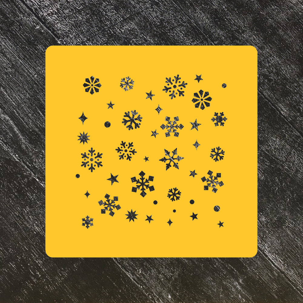 Трафарет новогодний №55 Снежинки и сияние