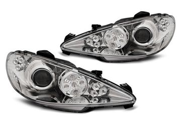 Фары передние Peugeot 206 02-ANGEL EYES CHROME LED