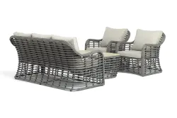 "Ницца" лаунж-зона из искусственного ротанга, цвет серый