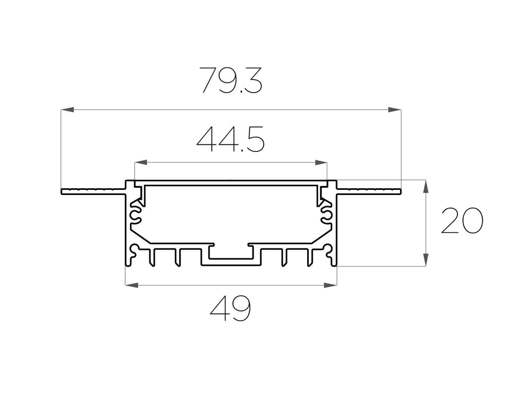 Профиль алюминиевый под шпаклевку LC-LPSH-2080-2 Anod